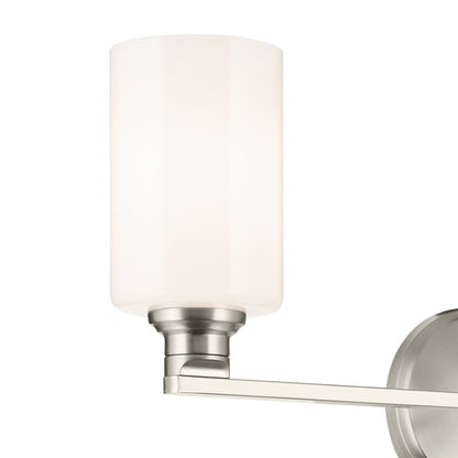 Kichler Gioe 3-Light 24in Vanity Light | Modern Brushed Nickel & White Glass | Bathroom Vanity Light | 120V, Dimmable, 3-Bulbs | Model 55226NI
