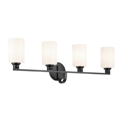 Kichler Gioe 4 Light 32" Wall Mt Bath 4 Arm, Black/White - 55227BK