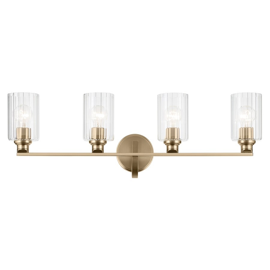 Kichler Gioe 4 Light Wall Mt Bath 4 Arm, Bronze/Clear Fluted