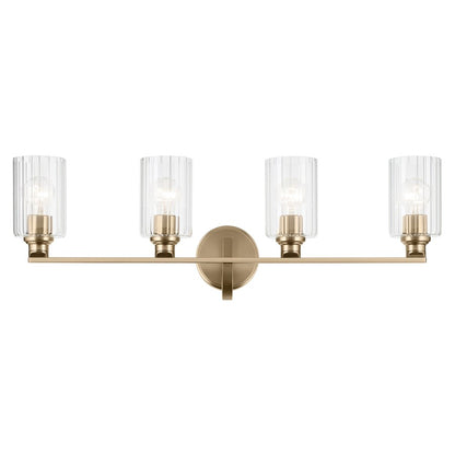 Kichler Gioe 4 Light Wall Mt Bath 4 Arm, Bronze/Clear Fluted