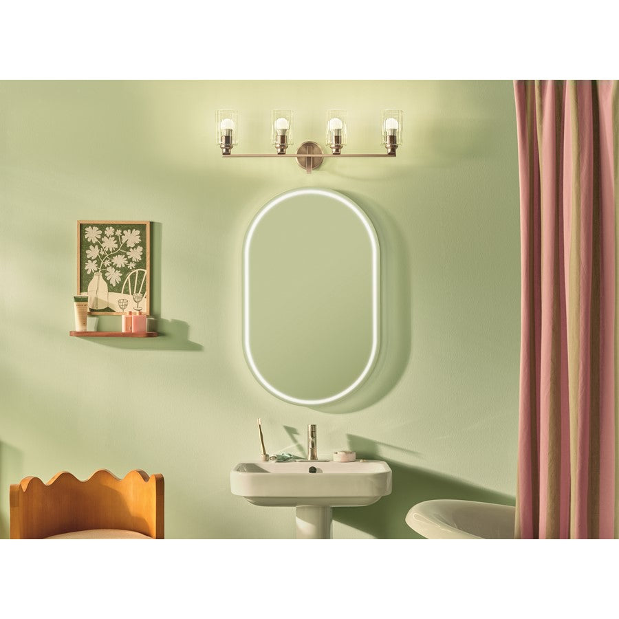 Kichler Gioe 4 Light Wall Mt Bath 4 Arm, Bronze/Clear Fluted