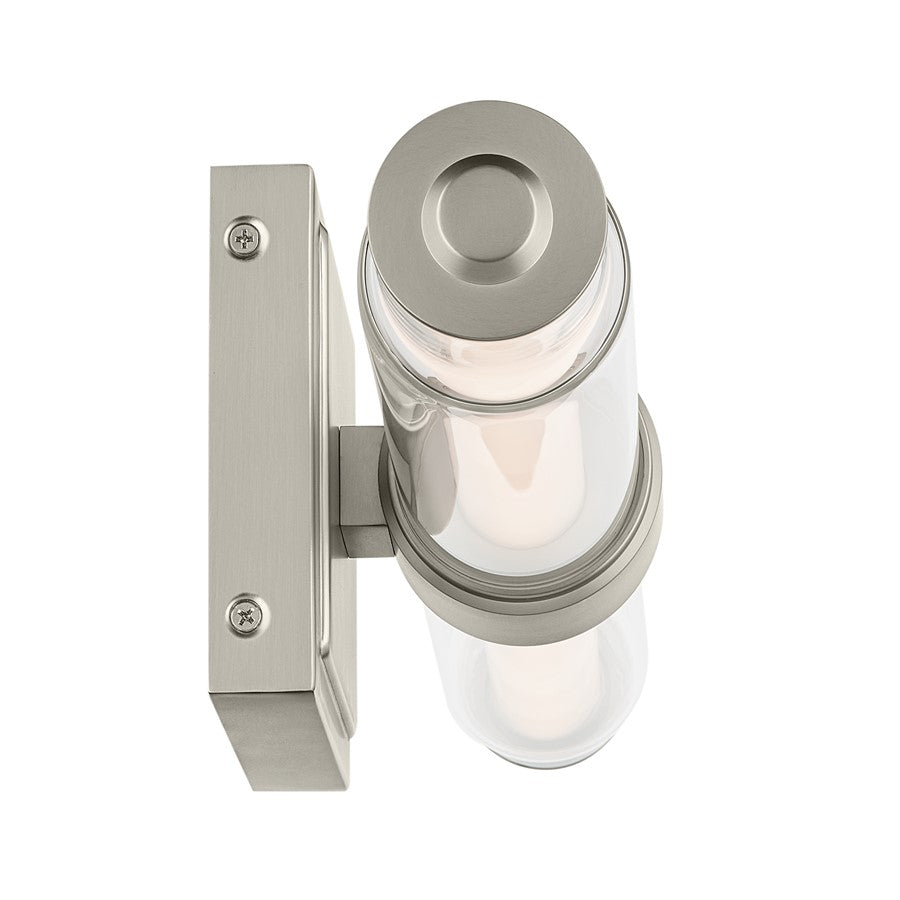 Kichler Laurene 2 Light Wall Sconce, Brushed Nickel/Clear