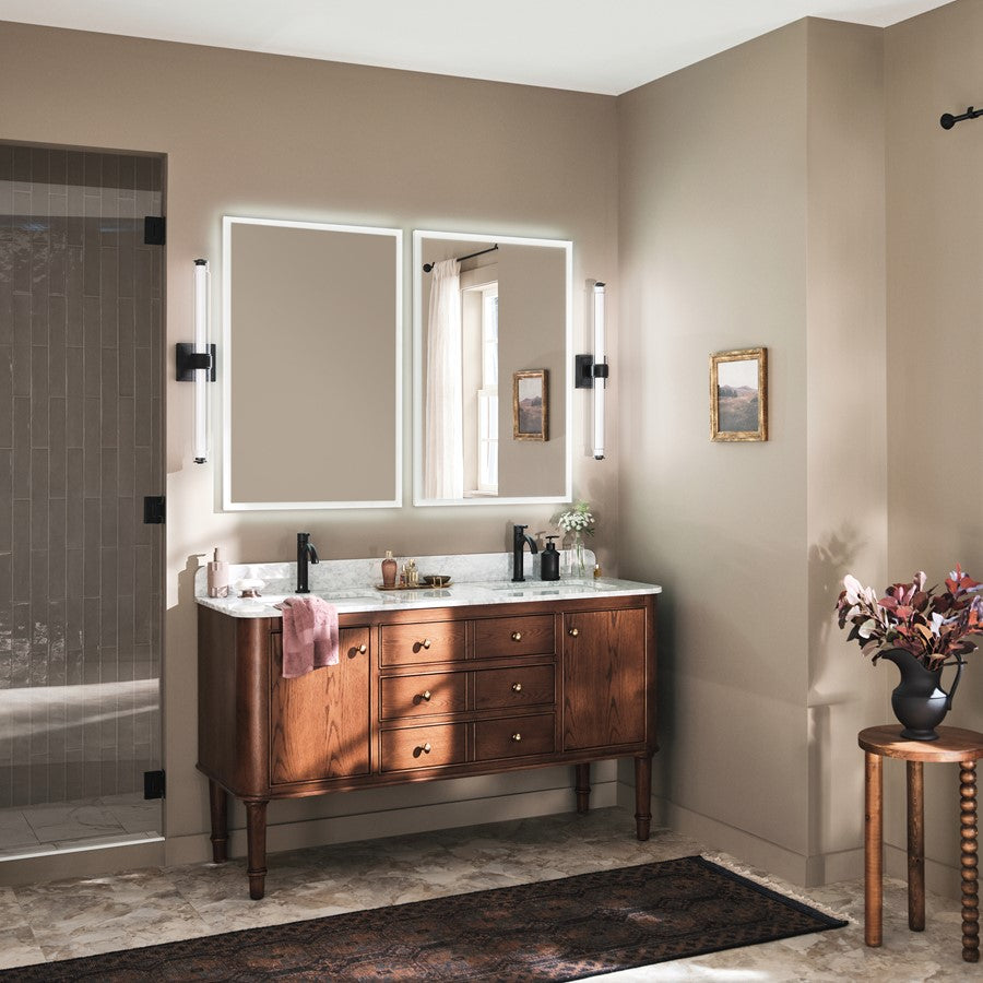 Kichler Laurene 2 Light Linear Bath Medium, Black/Clear