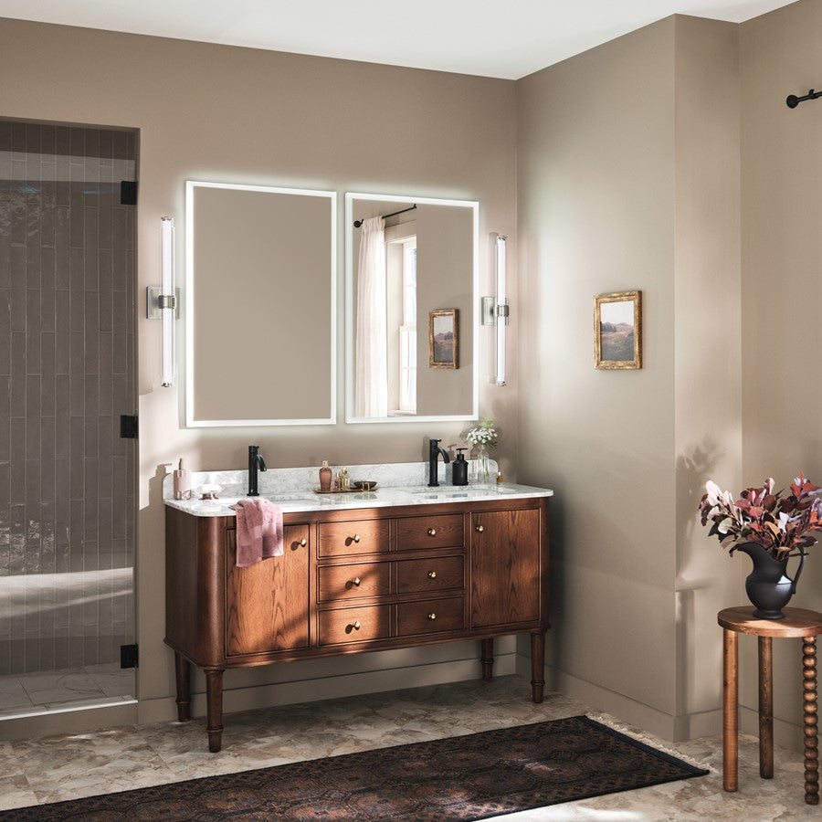 Kichler Laurene 2 Light Linear Bath Medium, Brushed Nickel/Clear