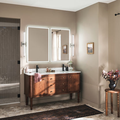 Kichler Laurene 2 Light Linear Bath Medium, Brushed Nickel/Clear