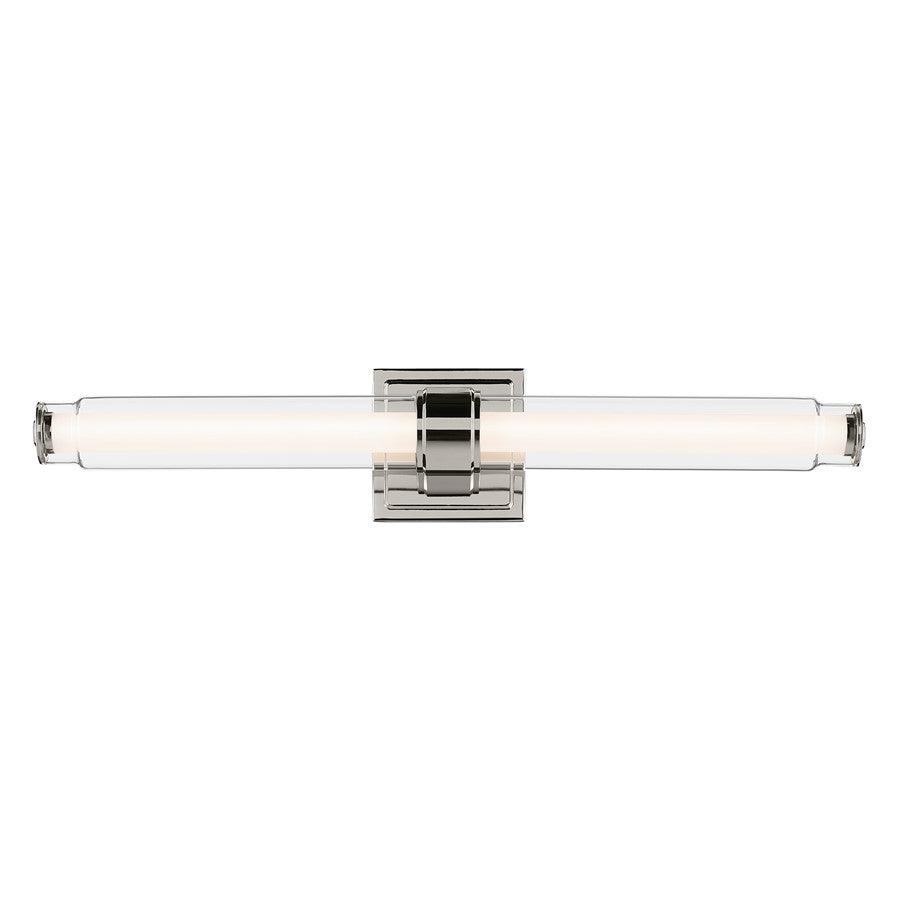 Kichler Laurene 2 Light Linear Bath Medium, Polished Nickel/Clear