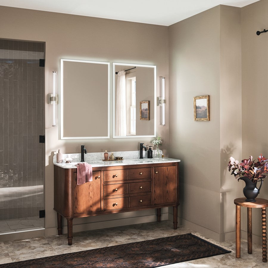 Kichler Laurene 2 Light Linear Bath Medium, Polished Nickel/Clear