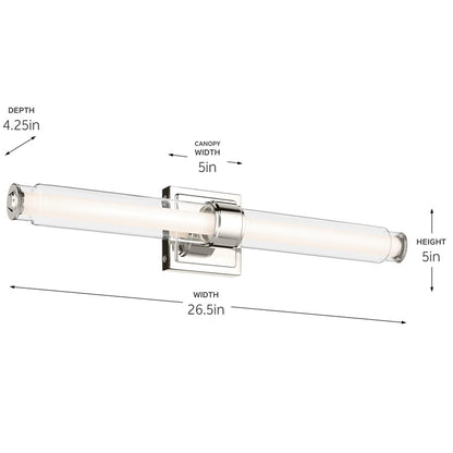 Kichler Laurene 2 Light Linear Bath Medium, Polished Nickel/Clear