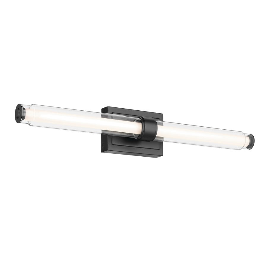Kichler Laurene 2 Light Linear Bath Large, Black/Clear - 55239BKLED