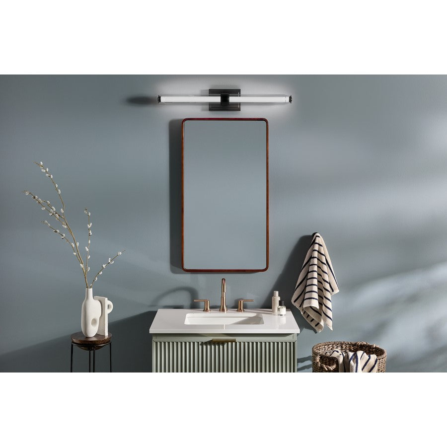 Kichler Laurene 2 Light Linear Bath Large, Black/Clear