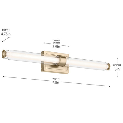 Kichler Laurene 2 Light Linear Bath Large, Champagne Bronze/Clear