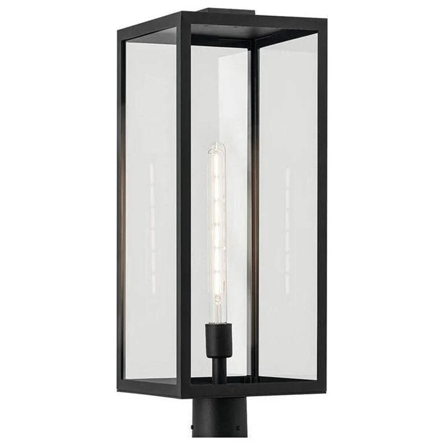 Kichler Branner 1 Light Outdoor Post Lantern, Textured Black/Clear - 59115BKT