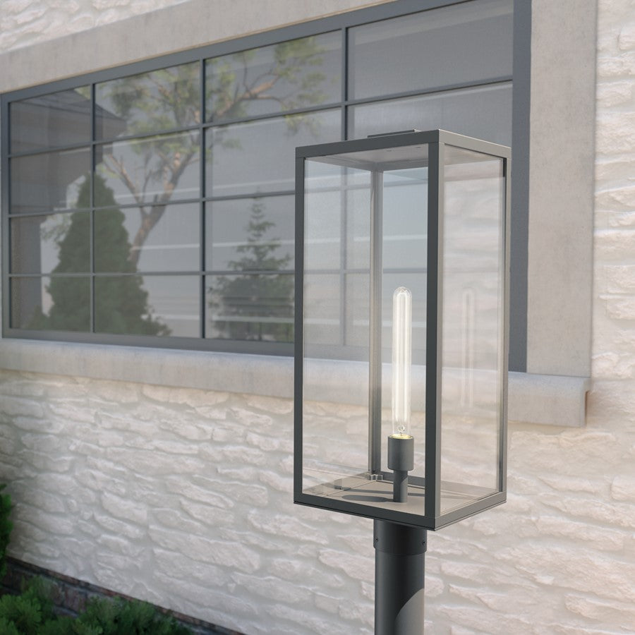 Kichler Branner 1 Light Outdoor Post Lantern, Textured Black/Clear