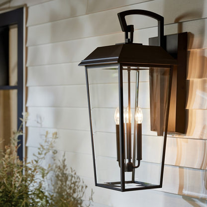 Kichler Mathus 3 Light Outdoor Wall Light, Olde Bronze/Clear Beveled