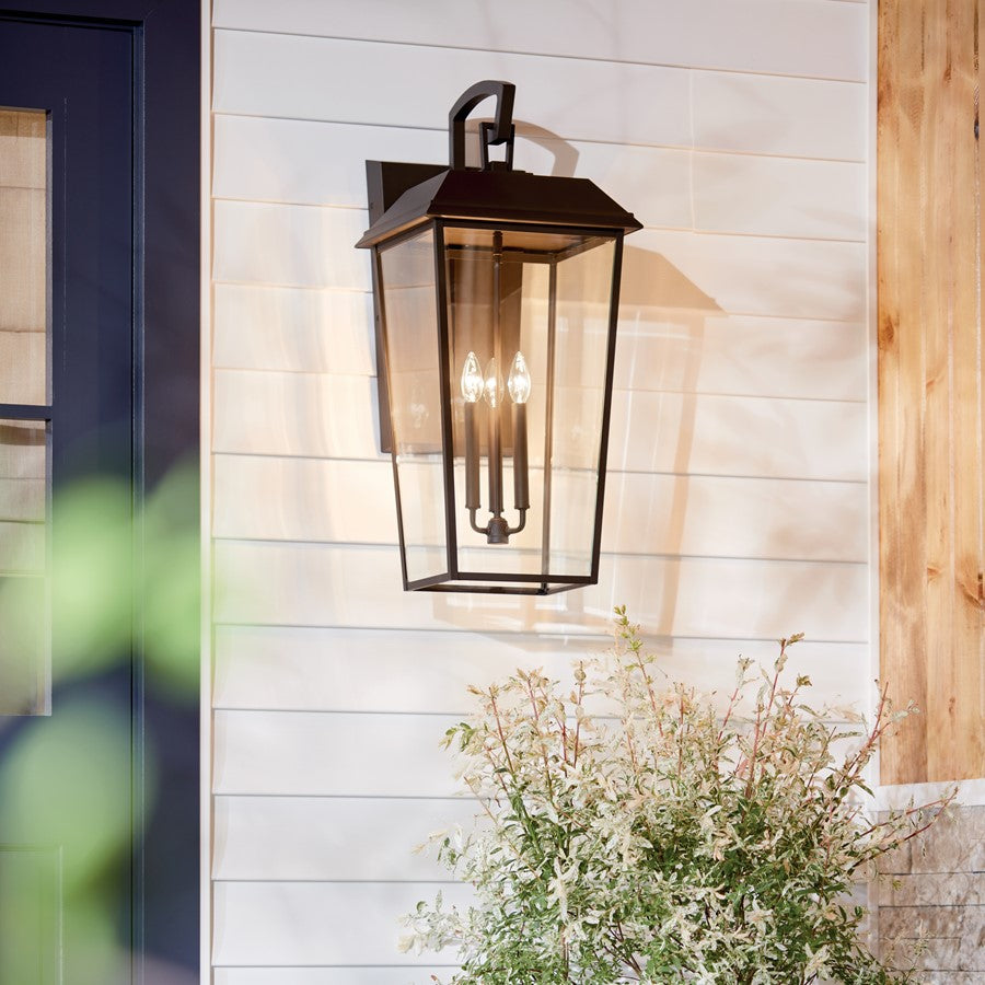 Kichler Mathus 3 Light Outdoor Wall Light, Olde Bronze/Clear Beveled