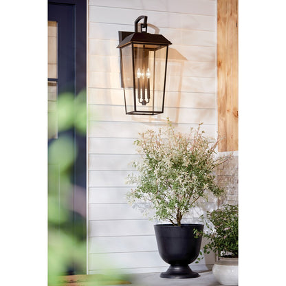 Kichler Mathus 3 Light Outdoor Wall Light, Olde Bronze/Clear Beveled