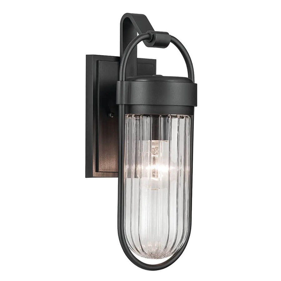 Kichler Brix 1 Light Outdoor Wall Light, Small, Textured Black/Clear - 59123BKT