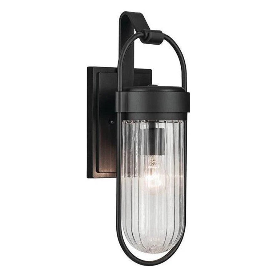 Kichler Brix 1 Light Outdoor Wall Light, Medium, Textured Black/Clear - 59124BKT