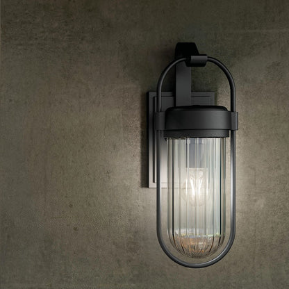 Kichler Brix 1 Light Outdoor Wall Light, Medium, Textured Black/Clear