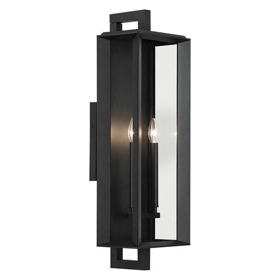 Kichler Kroft 2 Light 28" Outdoor Wall Light, Textured Black/Clear - 59134BKT