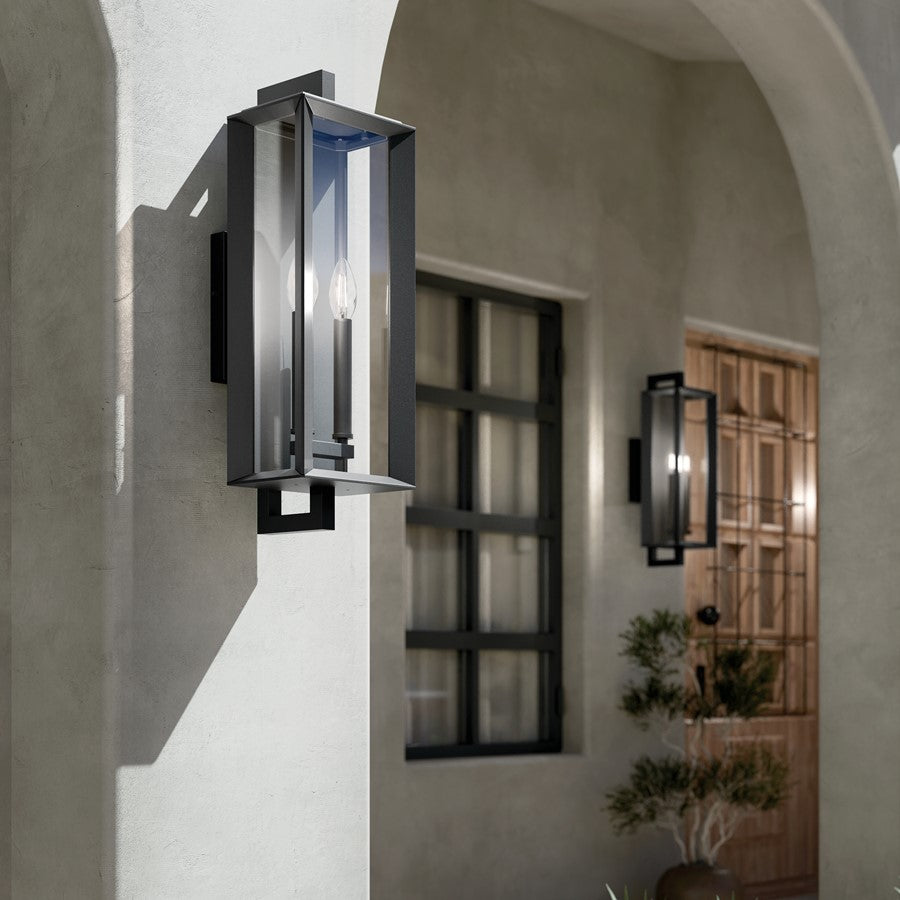 Kichler Kroft 2 Light 28" Outdoor Wall Light, Textured Black/Clear