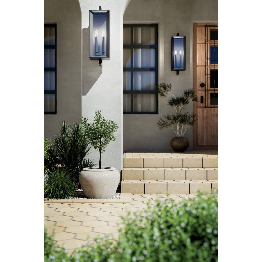 Kichler Kroft 2 Light 28" Outdoor Wall Light, Textured Black/Clear
