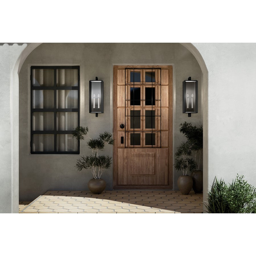 Kichler Kroft 2 Light 28" Outdoor Wall Light, Textured Black/Clear