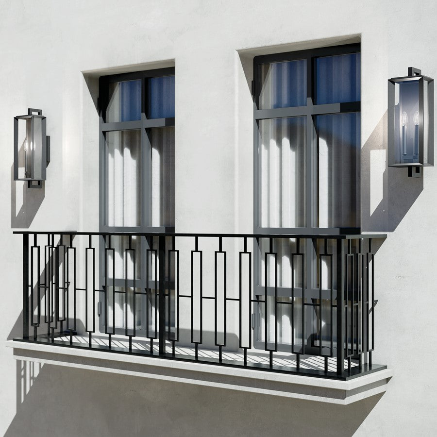 Kichler Kroft 2 Light 28" Outdoor Wall Light, Textured Black/Clear
