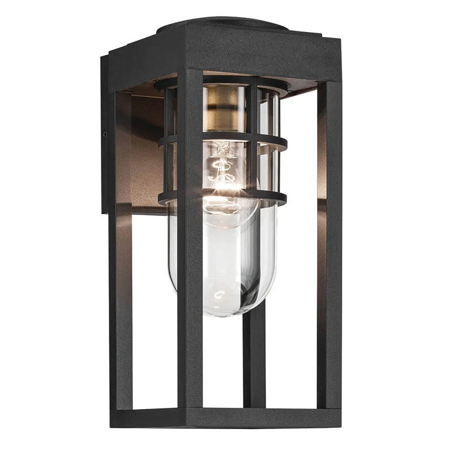 Kichler Hone 1 Light Outdoor Wall Light, Small, Textured Black/Clear - 59137BKT