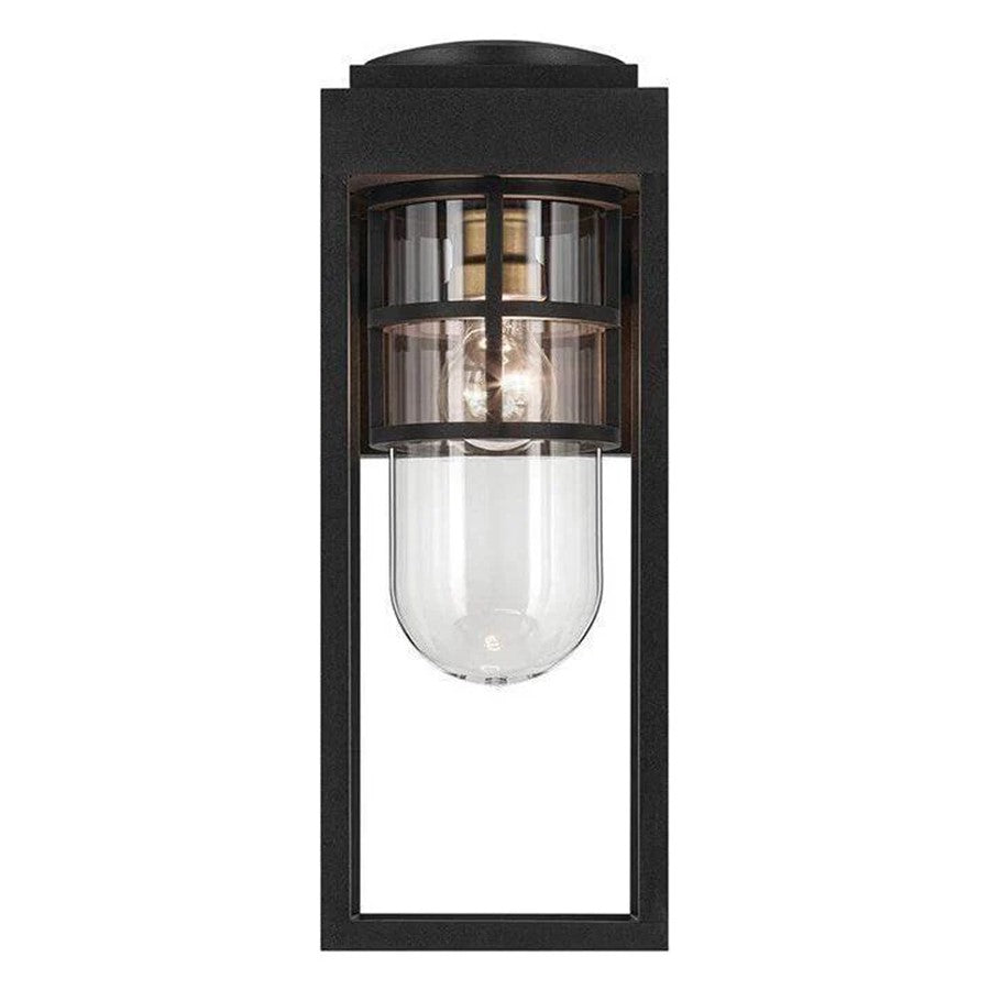 Kichler Hone 1 Light Outdoor Wall Light, Medium, Textured Black/Clear - 59138BKT