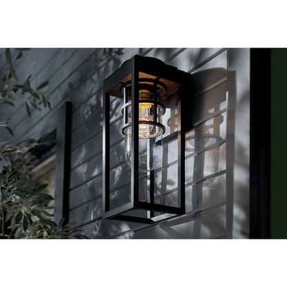Kichler Hone 1 Light Outdoor Wall Light, Medium, Textured Black/Clear
