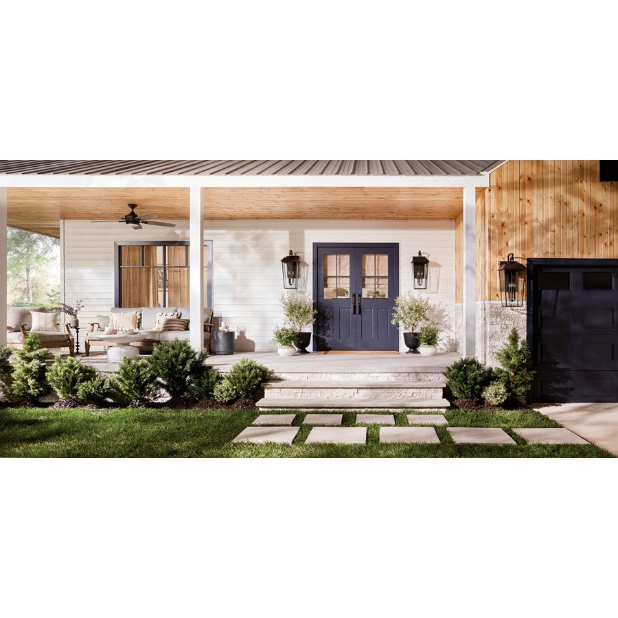 Kichler Hone 1 Light Outdoor Wall Light, Medium, Textured Black/Clear