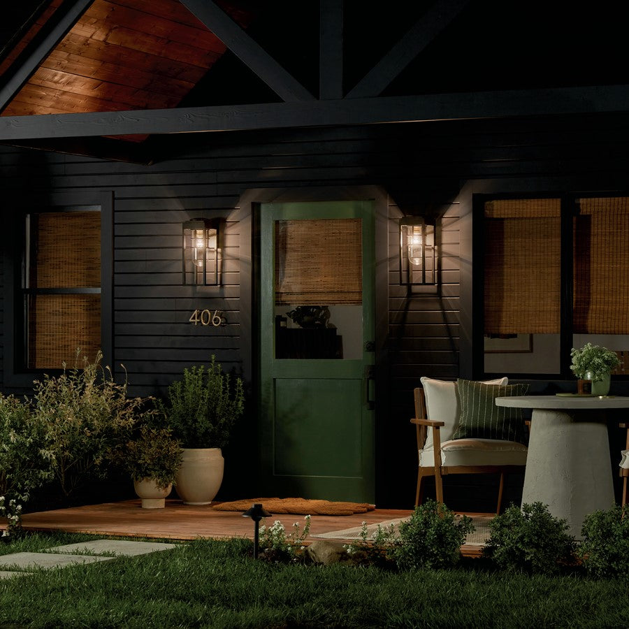 Kichler Hone 1 Light Outdoor Wall Light, Medium, Textured Black/Clear