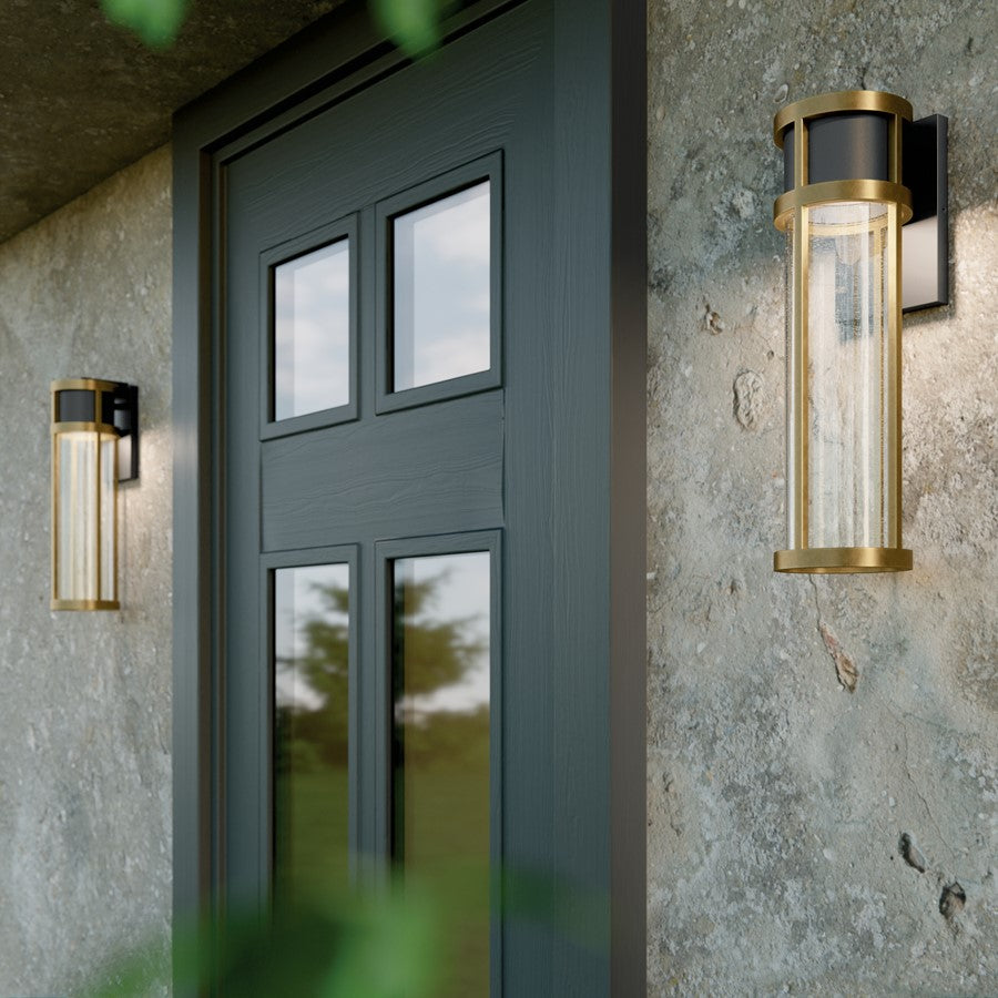Kichler Camillo 1 Light Outdoor Wall Light, Small, Black/Clear Seeded
