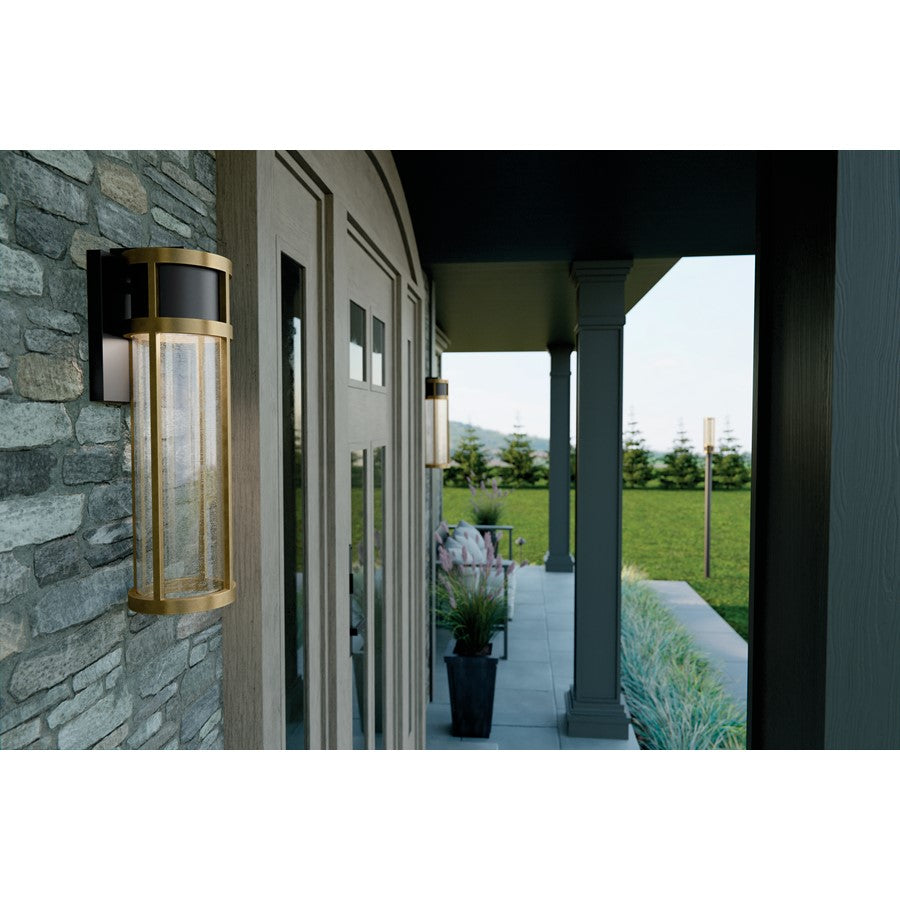 Kichler Camillo 1 Light Outdoor Wall Light, Large, Black/Clear Seeded