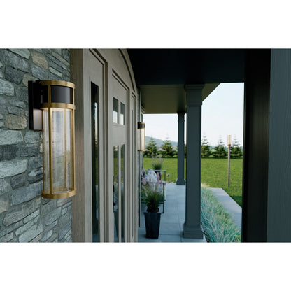 Kichler Camillo 1 Light Outdoor Wall Light, Large, Black/Clear Seeded