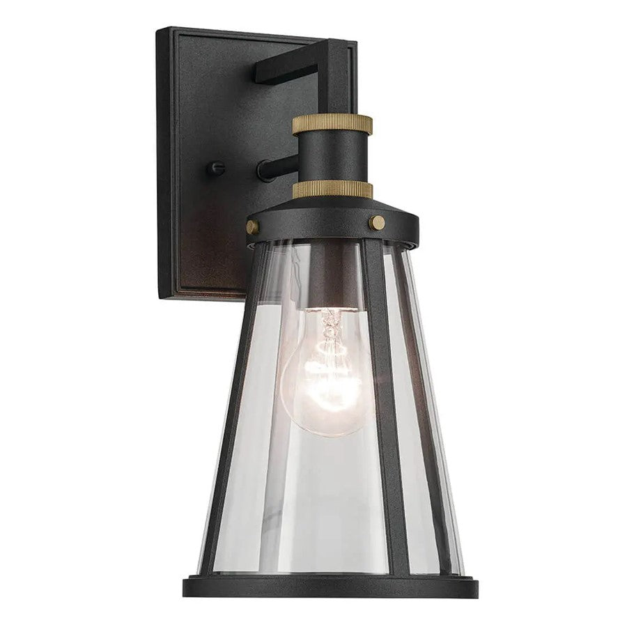 Kichler Talman 1 Light Outdoor Wall Light, Small, Black/Clear - 59146BKT