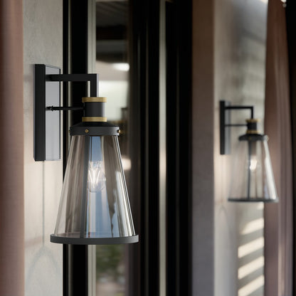 Kichler Talman 1 Light Outdoor Wall Light, Medium, Black/Clear