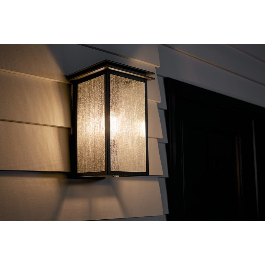 Kichler Arkville 1 Light Outdoor Wall Light, Medium, Black/Seed