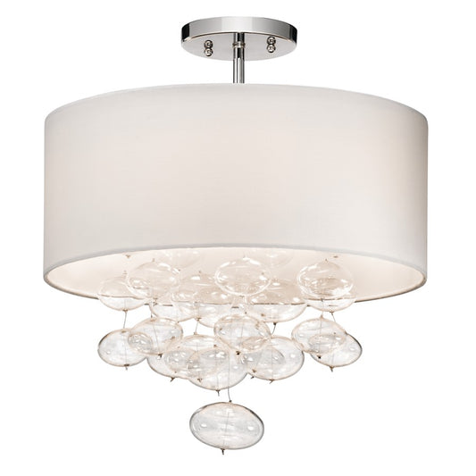 Elan Piatt 3 Light 16" Semi Flush Mount, Chrome/Clear - 83239