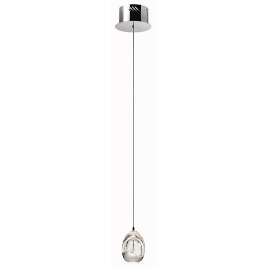 Elan Lavinia 1Lt LED Mini Pendant, Chrome/Clear Bubble Optical Crystal - 83378
