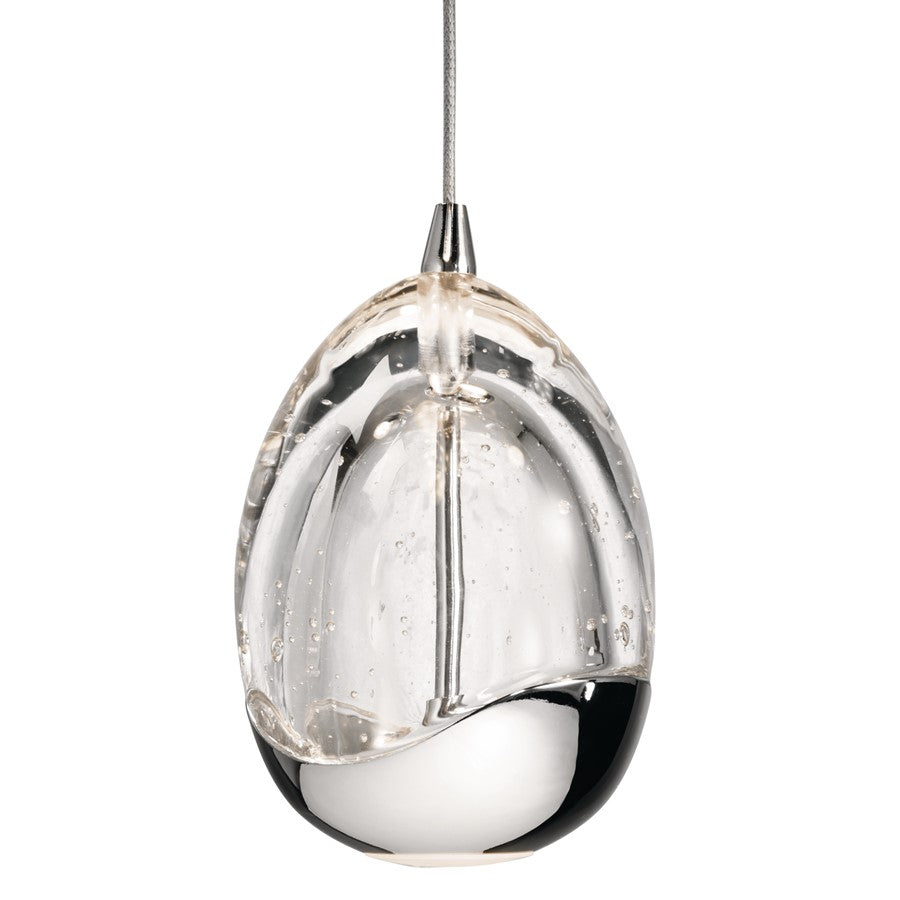 Elan Lavinia 1Lt LED Mini Pendant, Chrome/Clear Bubble Optical Crystal