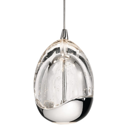 Elan Lavinia 1Lt LED Mini Pendant, Chrome/Clear Bubble Optical Crystal