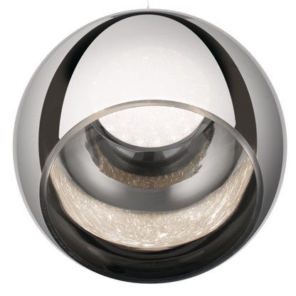 Elan Rendo 1 Light LED 11" Mini Pendant, Chrome/Smoked