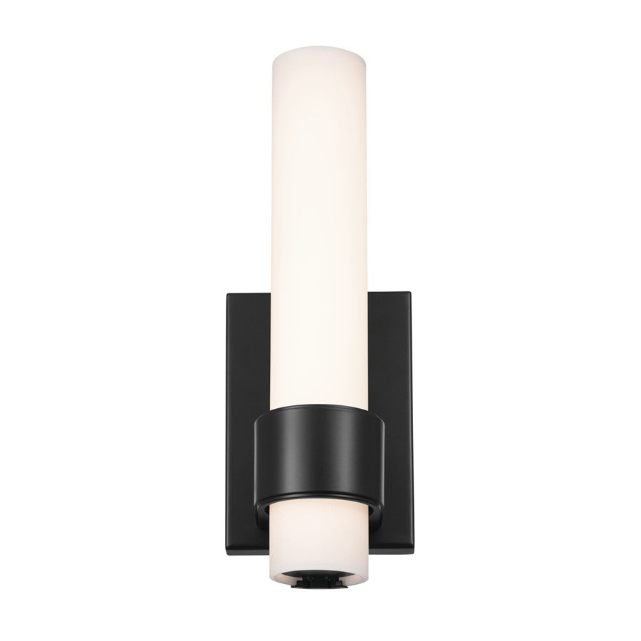 Elan Izza 1Lt 13" LED Wall Sconce, Matte Black/Satin Etched Cased Opal