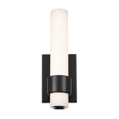 Elan Izza 1Lt 13" LED Wall Sconce, Matte Black/Satin Etched Cased Opal