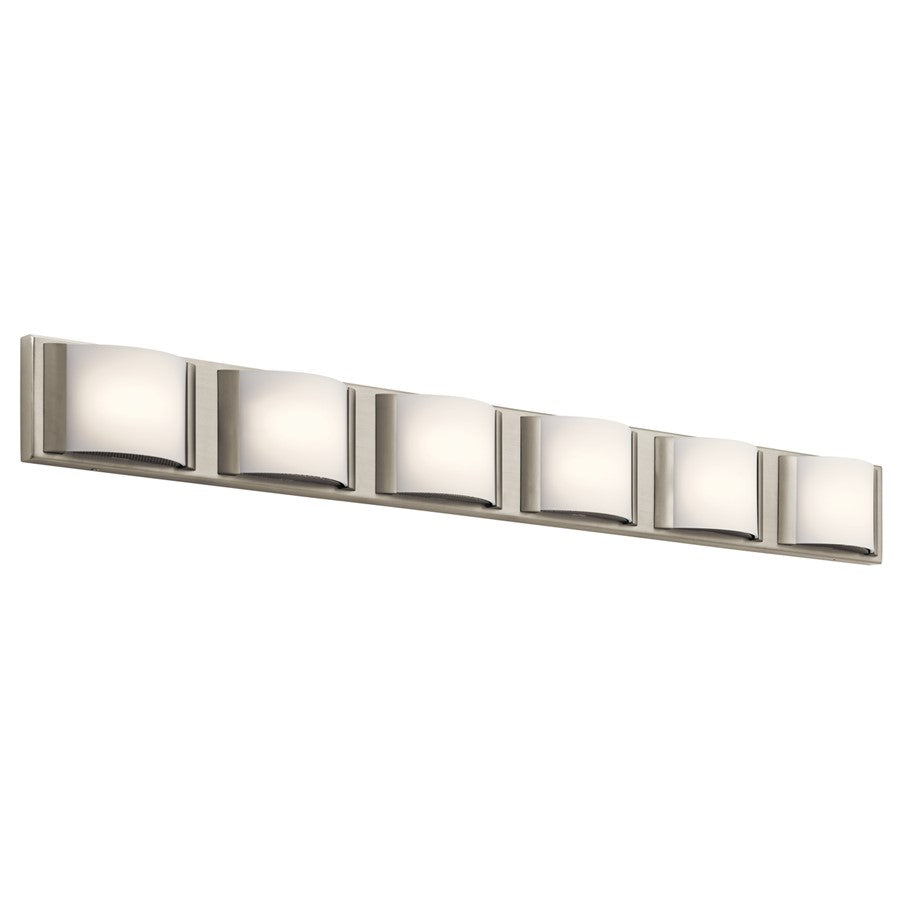 Elan Bretto 6Lt 45" LED Wall Mt 5 Arm Or More, Nickel/Clear Satin Etched - 83887