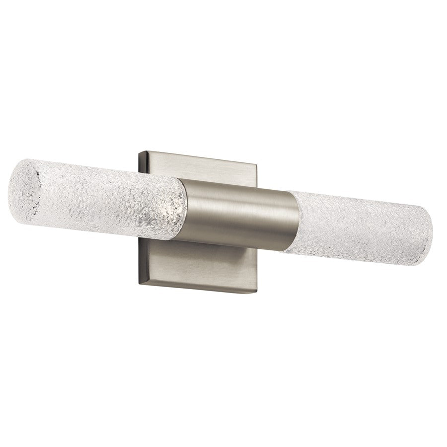 Elan Glacial 2 Light LED Wall Sconce, Brushed Nickel/Clear Textured - 83918