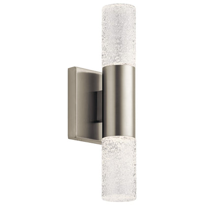Elan Glacial 2 Light LED Wall Sconce, Brushed Nickel/Clear Textured