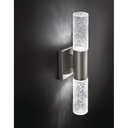 Elan Glacial 2 Light LED Wall Sconce, Brushed Nickel/Clear Textured